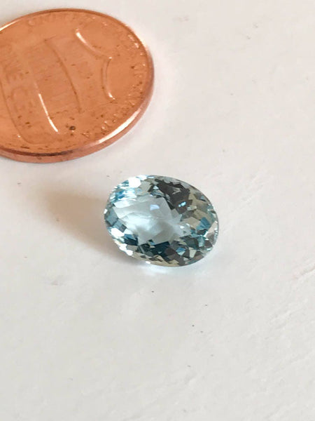 Natural Aquamarine, 7.5mmx10mm Oval Cut Aquamarine gemstone For Ring/Pendant, 2.04 Carat Faceted Aquamarine Stones For Jewelry