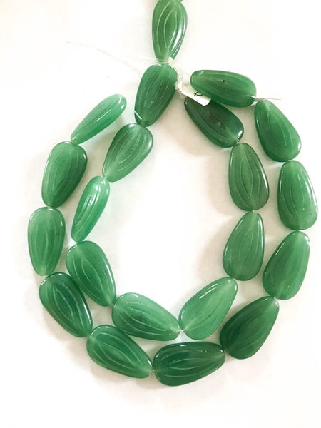 Aventurine Pear shape carved, Top drill,Creative , Unusal, 16 inch