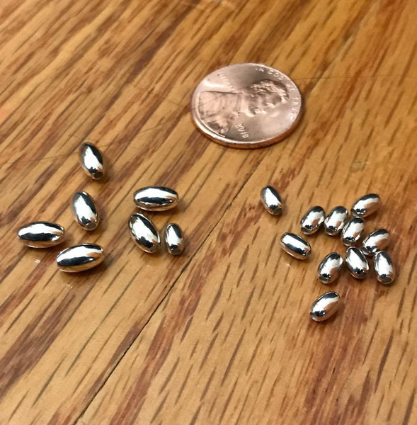 Sterling SilverOval plain Bead , spacer, 3x5 mm and4x6 mm, Very creative, spacers , (OB4)