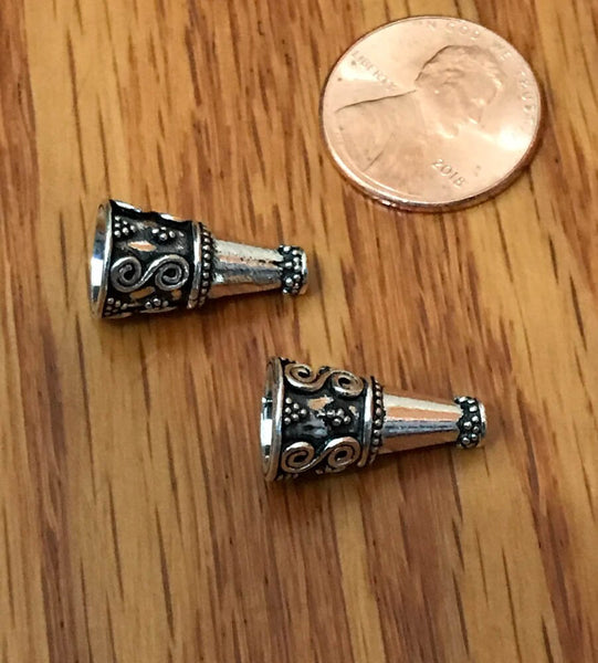 925 Sterling Silver Oxidised Corn Bead, S design (Package of 2 pcs ) ,for beautiful closing of necklace.(BB-3 Bigger)