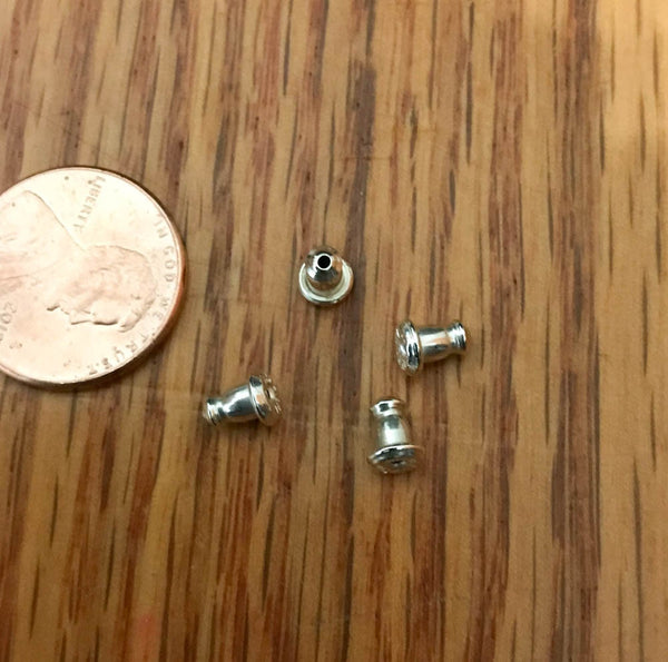 925 Sterling Silver Bullet cluch Earing back , package of 4 pcs.( Push in & out) (BCL-1/C.17)