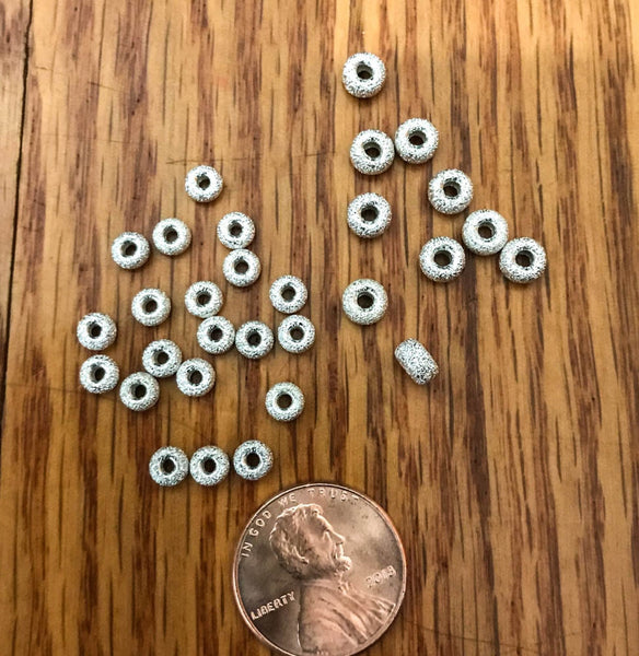 Sterling Silver Laser Ronels Beads, Very creative spacers, 4 n 5 MM , package of 20 n 10 pcs pcs (LRL-5/C.25)