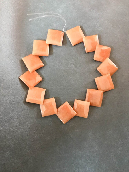 Aventurine Peach / yellow color Plain Square, Overlap 25x25 mm ,Extraordinary, creative,Natural