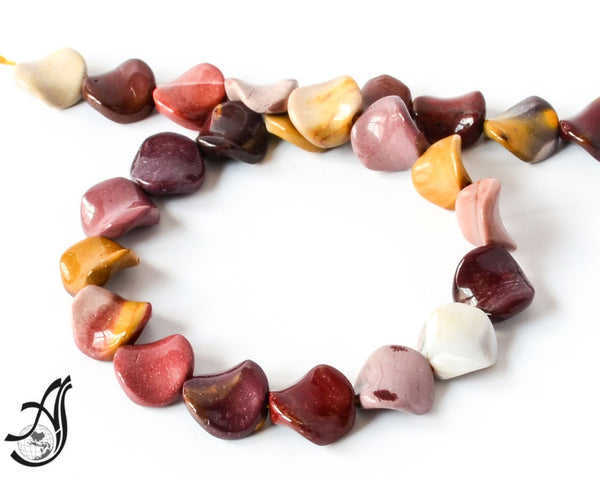 Natural Mookaite Bead, 16mm Twist Fancy Multi Color Gemstone Beads, 16 Inch Strand