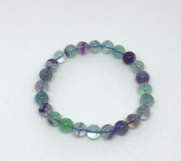 Beautiful Bracelet Florite Round 8mm Plain, Multi color, Adjustable length, on Elastic thread.( JB-0058)