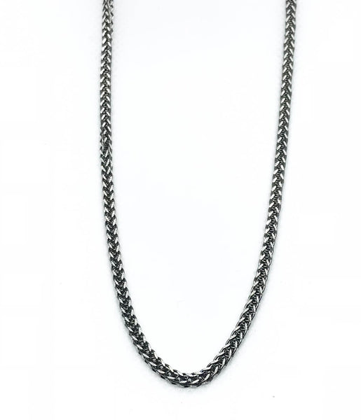 Black Chain, 925 Sterling Silver Spiga chain Necklace, Black Rhodium Gift For Women & Men, Black ,Gift for her, strong N heavy chain,Breated