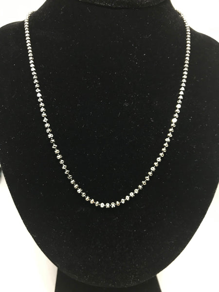 Silver Station Chain, Diamond Cut Station Chain Necklace,925 Sterling Silver Chain,Bead Chain Necklace For Women, Necklace For Men (DCB-200)