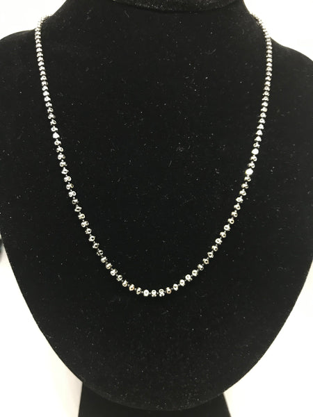Silver Station Chain, Diamond Cut Station Chain Necklace,925 Sterling Silver Chain,Bead Chain Necklace For Women, Necklace For Men (DCB-200)