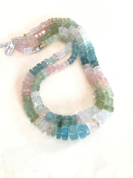 Rondelle Aquamarine Beads, 6.5-12mm/6.5-15 Faceted Aquamarine Beads For Jewelry Making, Multi color Aquamarine, Two 20 Inch Strand Bead,