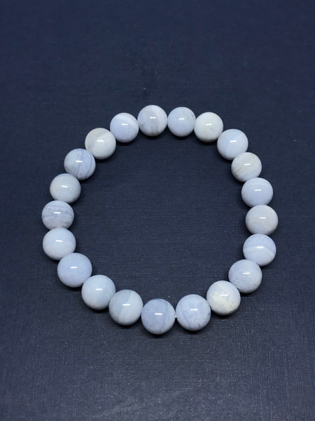 100% Natural Lace Agate Bracelet, 9mm Blue Agate Bracelet For Men/women, Unisex Jewelry, Smooth Agate bead Bracelet, Adjustable Bracelet