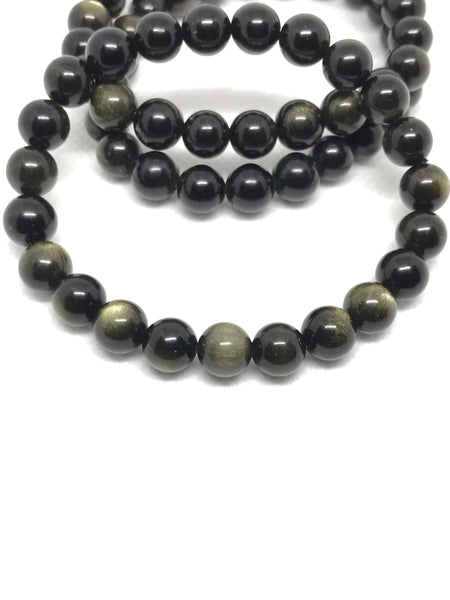 Black Obsidian Roud streach Bracelet, 8 mm ( JB-0074)