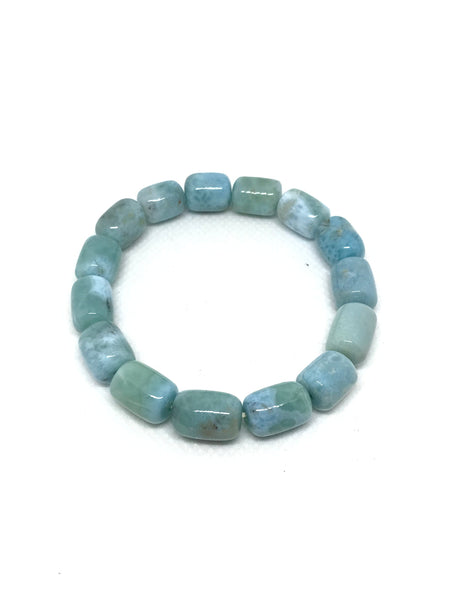 LARIMAR Bracelet, Barrel shape, Unusal,mm appx. Healing Properties, 100% natural , streach Adjustable length, 9x12 mm 9JB-0077