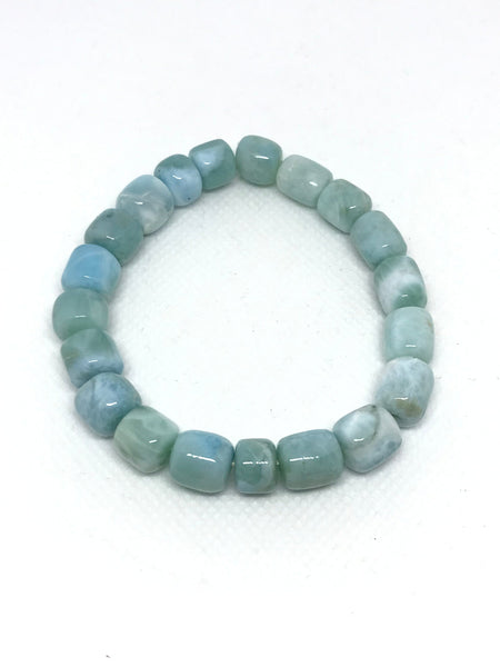 Genuine Larimar Bracelet, 8.9x9mm Barrel Larimar Beaded Bracelet, Healing Larimar Bracelet, Stretchable & Durable Bracelet For Men(#JB0078 )
