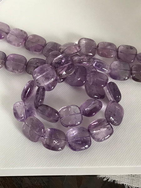 AAA Finest Amethyst Plain Square 20x20 mm Fine Qty , calibrated, Purple,full strand 16 inch,perfect cut, full transparency, (# 1033 )