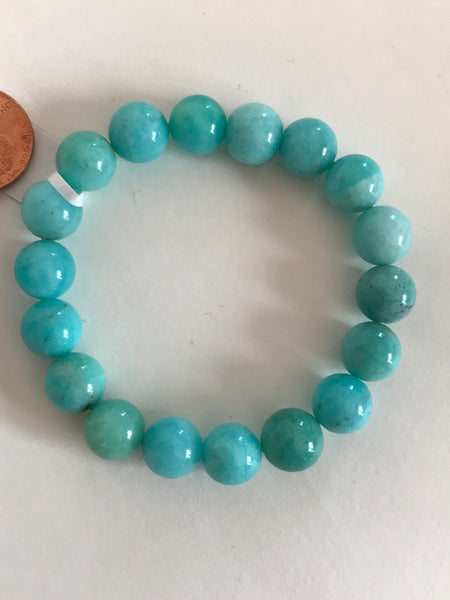 10mm Natural Amazonite Bracelet, Amazonite Men's Bracelet, Beaded Bracelet For Women, Stretchable Bracelet, Gift For Her ( Jb-0065)