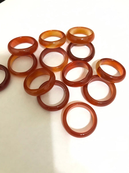 Natural Carnelian Rings- Ring Size 5.5- 6- 6.5-7 7-7.5-7.75 , and 6 mm wide/ thickness 100% Natural ( CB00196)
