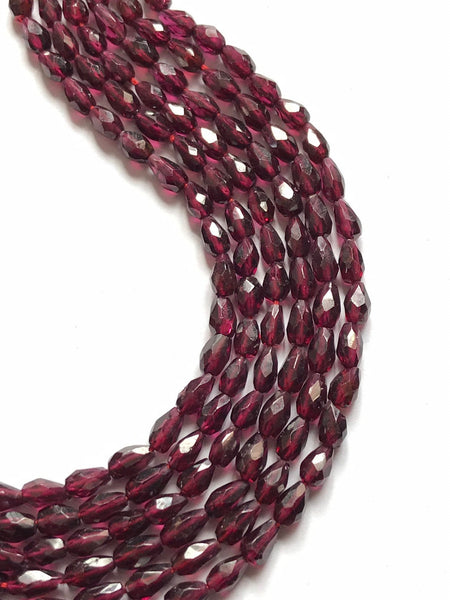 Natural Rhodolite Garnet Bead, Briolette Shape Garnet Bead, 4x6mm Faceted Garnet Bead, Garnet Bead Necklace, 14 Inch Strand Bead ( 1079)