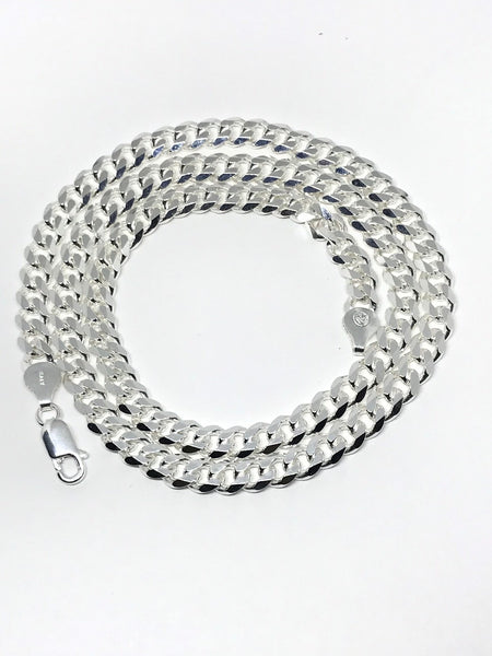 Cuban Silver Chain, 925 Sterling Silver, Italian Curb Chain,6.5mm Cuban Link Necklace,Silver Chain Necklace For Women,Gift For Her(GD 180-S)