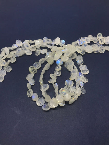 AAA Rainbow Moonstone Oval Facetted side, 9x7 appx. drill, beautifull rainbow/ shine (# 1074)