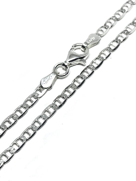 Silver Cuban Chain, 925 Sterling Silver Curb Chain Necklace, Italian Chain For Men, Gift For Her, 16",18",20",22" And 24 Inch(FM605 )