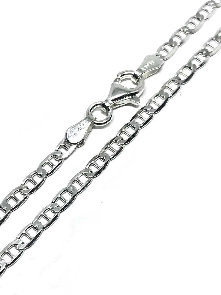 Silver Cuban Chain, 925 Sterling Silver Curb Chain Necklace, Italian Chain For Men, Gift For Her, 16",18",20",22" And 24 Inch(FM605 )
