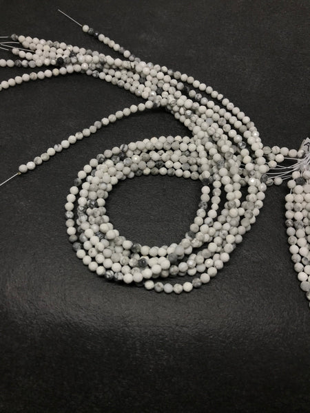 Hawolite White Faceted Round Beads 3 mm, 100% Natural ( 1086 )