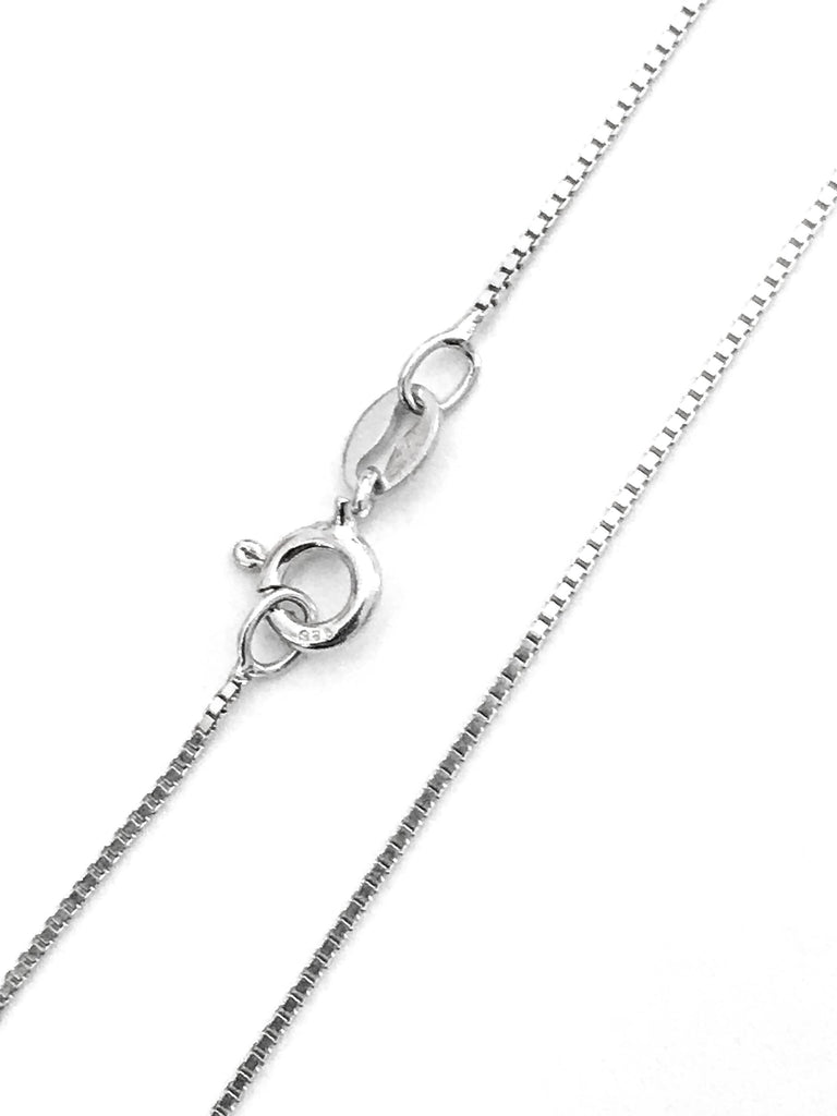 Sterling Silver Box Chain Necklace, Italian Non Tarnish, 0.7mm-1mm