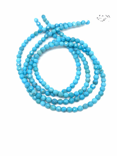 4mm Blue Turquoise Beads, Smooth Turquoise Bead Necklace For Women, 100% Natural Gemstone For Jewelry Making, Blue Gemstone Beads (#1100 )