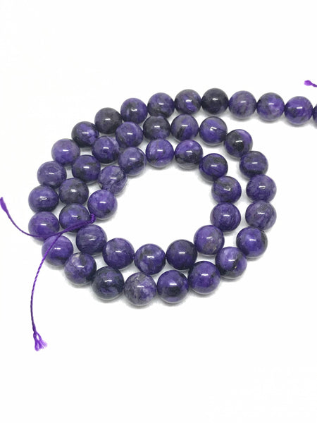 Natural Charoite Beads, Purple Charoite Round Bead Necklace, 8.5mm Smooth Charoite For Jewelry Making, Loose Charoite Gemstone (# 1170)