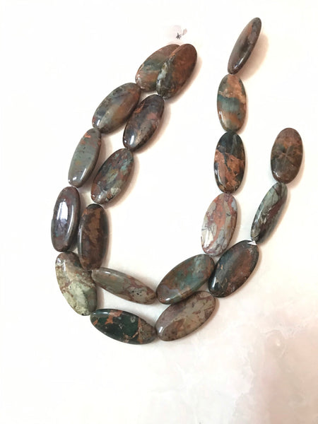 Natural Turquoise Beads, 20x40mm Oval Huge Turquoise Beaded Necklace,Copper/Brown Turquoise Gemstone For Jewelry Making,December Birthstone