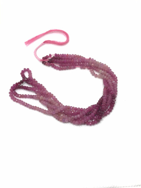 AAA Natural Sapphire Bead, 3.6mm Sapphire Rondelle Bead, Sapphire Bead Necklace,Pink Sapphire For Jewelry,Gift For Women,16 Inch Strand Bead