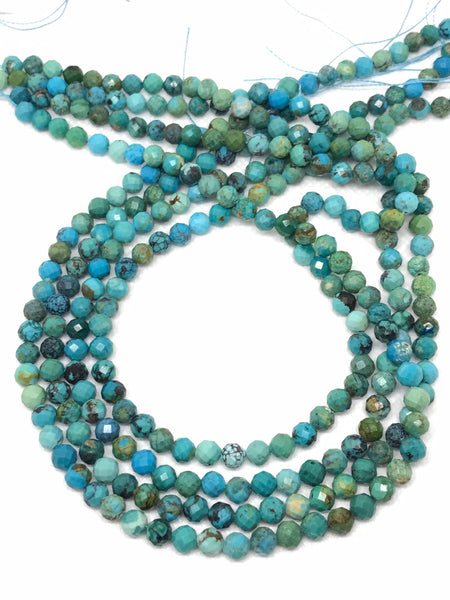 5mm Round Turquoise Bead, Faceted Blue turquoise Beaded Necklace, 100% natural Polished Turquoise Gemstone For Jewelry, 15" Strand (#1145).