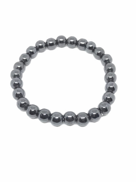 8mm Hematite Bead Bracelet, Gray Hematite Jewelry, Gemstone Bracelet For Women & Men, Unisex Bracelet ( JB 0089)