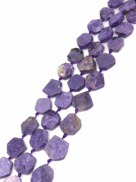 Natural Charoite, Unpolish Matt Finish Charoite Beads, 13.5mm Purple Charoite Chip Gemstone Beads Free Form, Charoite For Energy ( # 1171)