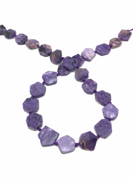 Beautiful 100% Natural unpolished Charolite Flat Free form coin shape, 13.5 MM appx,Purple color.Hard to find,Creative ( # 1171)