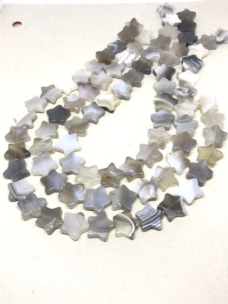 Natural Bostwana Flat STARS plain 15 mm appx. Exceptional,Hard to Find, creative patterns on it ,Designer's heaven, best quality (# 1182 )