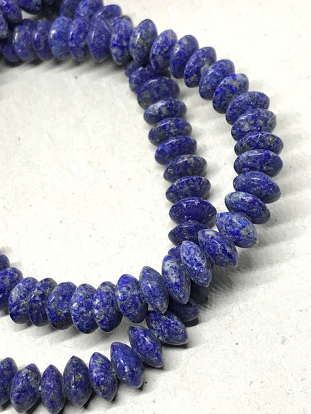 Lapis Lazuli Rondelle Bead, Met finish Lapis Lazuli Gemstone Bead Necklace, 8.4 mm Blue lapis Lazuli For Jewelry making 16" Strand Bead