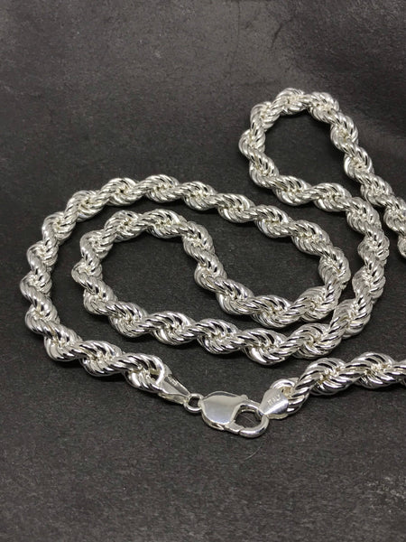 Silver Rope Chain, 925 Sterling Silver Chain Necklace, 24 & 28 Inch Rope Chain For Men's, Gift For Her, Heavy Chains ( CV-170))