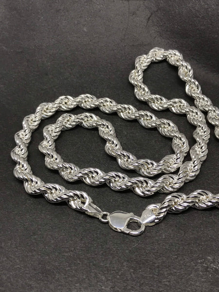 sterling silver Chain Necklace Heavy duty , thick Rope chain,Necklace ,28 “”Hollow ,9.17mm thickness,strong ,Rich N Famous Look.( CV-170))