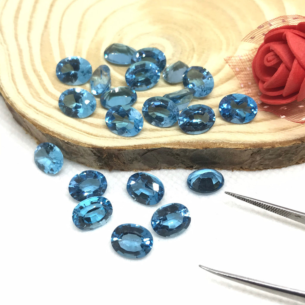 AAA Swiss Blue Topaz Lot, 9X7MM Faceted Oval Cut Blue Topaz For Jewelry Making, Blue Gemstone, Loose Topaz For Earring (G00112)