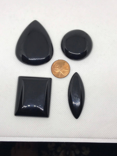 Natural Black Onyx Cabs- SQUARE-Heart,Marquise,Round mm appx. Most creative heaven for designer. (#CB-251)