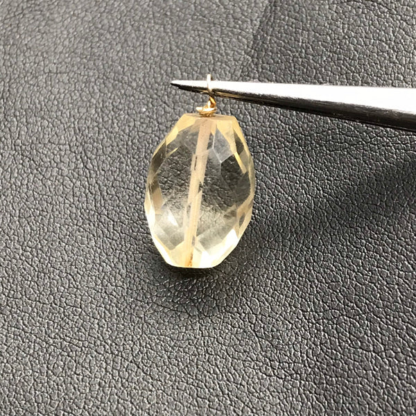 Citrine oval Faceted 15x11 mm, wire wrapped with bail of gold filled wire,Best AAA quality yellow color 100% Natural, creative (JB-0093)