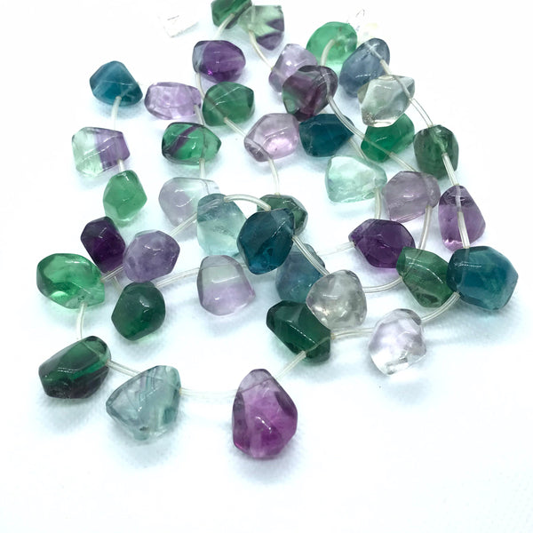 Rainbow Fluorite Bead,18X15MM Natural Fluorite Gemstone Raw For Jewelry Making, Tumble & Nuggets Multi Color Fluorite, 16 Inch Strand(#1275)