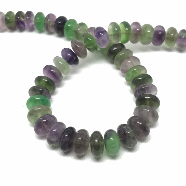 Natural Fluorite Bead, Rainbow Fluorite Rondelle Bead Necklace, 14MM,Huge Purple And Blue Fluorite Gemstone, 16 Inch Strand (#1241)