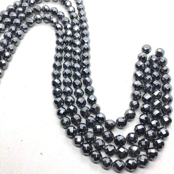 Hematite Round 8 mm faceted Bead, Healing Energy, Metaphysicalproperties,Creative for designer.( #1276 )