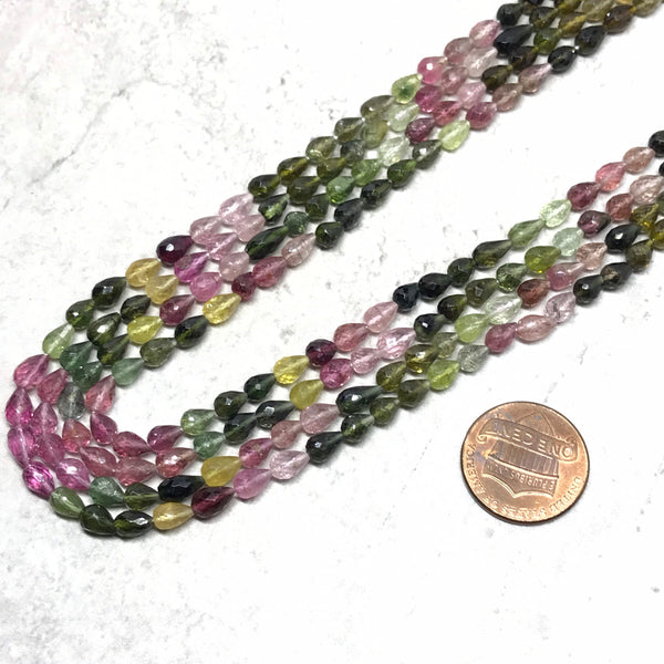 Tourmaline Multi color Briolette ,6.3x4.3 mm, Super Fine Quality and Creative for designer ,one of a kind (#1286)