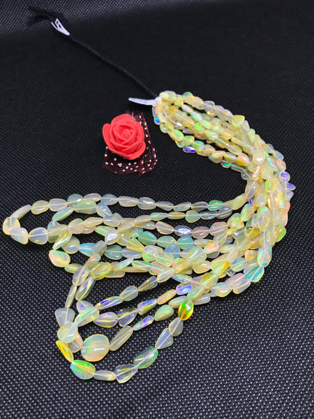 100% Natural Opal Beads,8.5x11 to 4x6 MM Nuggets Opal Beads, Rainbow Fire White Ethiopian Opal Cabochons, 15.5 Inch Opal Beads Strand(#1257)