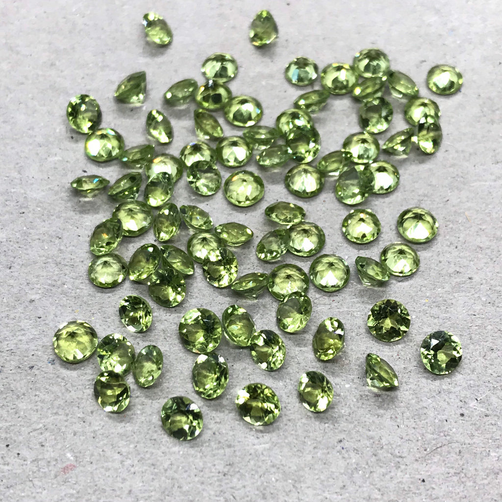 3mm Round cut Peridot Green Gemstone, 100% Genuine Peridot For Necklace/Jewelry Making, AAA Natural Peridot August Birthstone (#G- 132 )