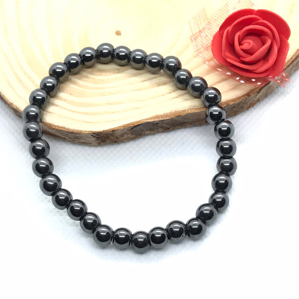 Hematite ,Gemstone Bracelet , 6 mm, stretchable to fit all size, on Elastic thread, healing bracelet, energy, metaphysical ( JB 006)