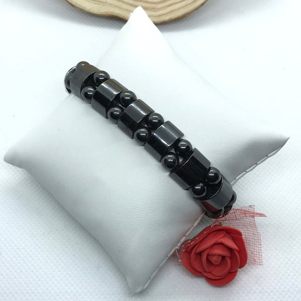 Hematite ,Gemstone stretchable Fancy Bracelet ,Barrel ,Adjustable to fit all size, stretchable,Healing energy ( JB-0098 )